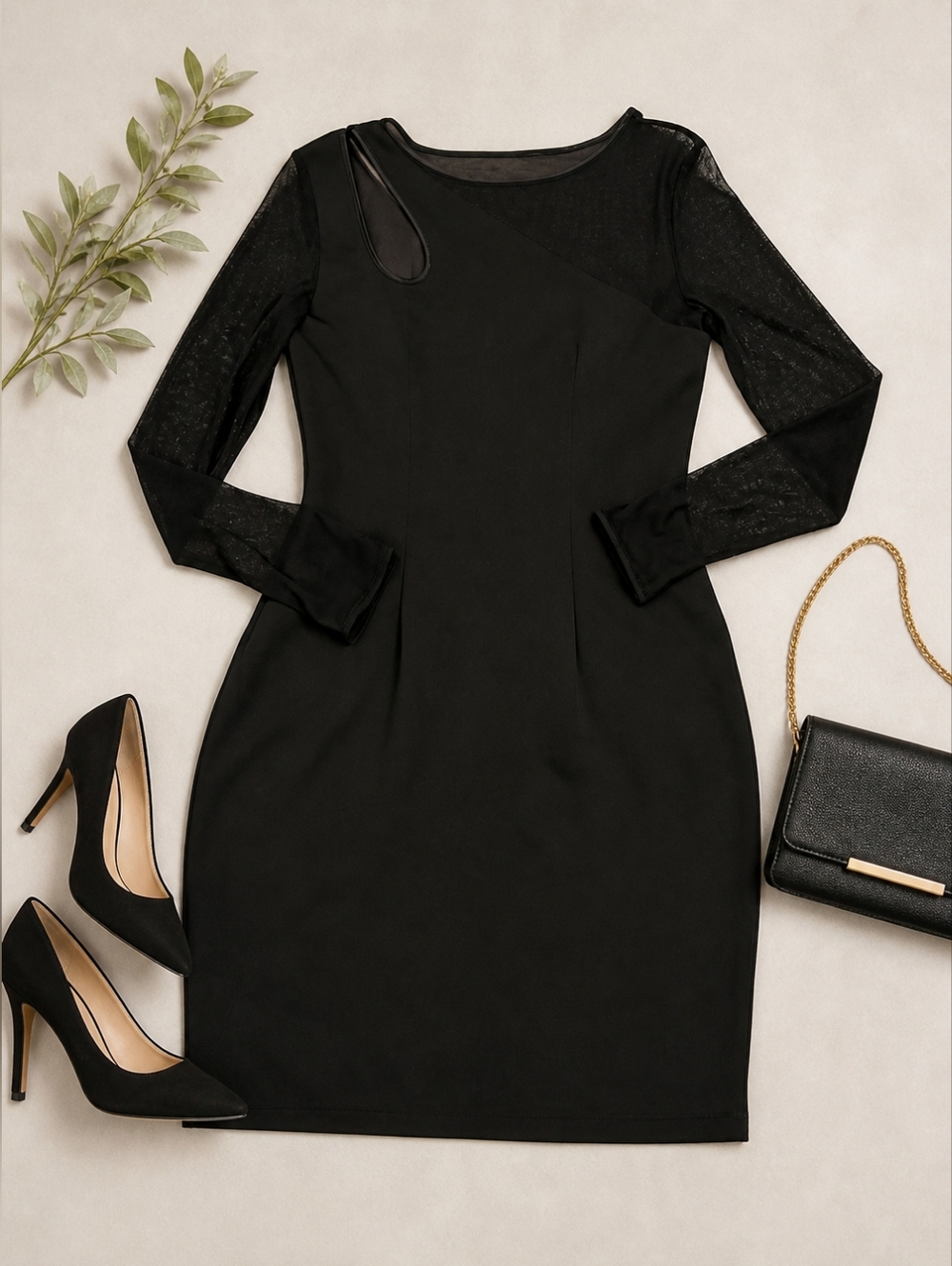 Cache Black Bodycon Dress Long Sleeve Cocktail Little Black Dress LBD NWT